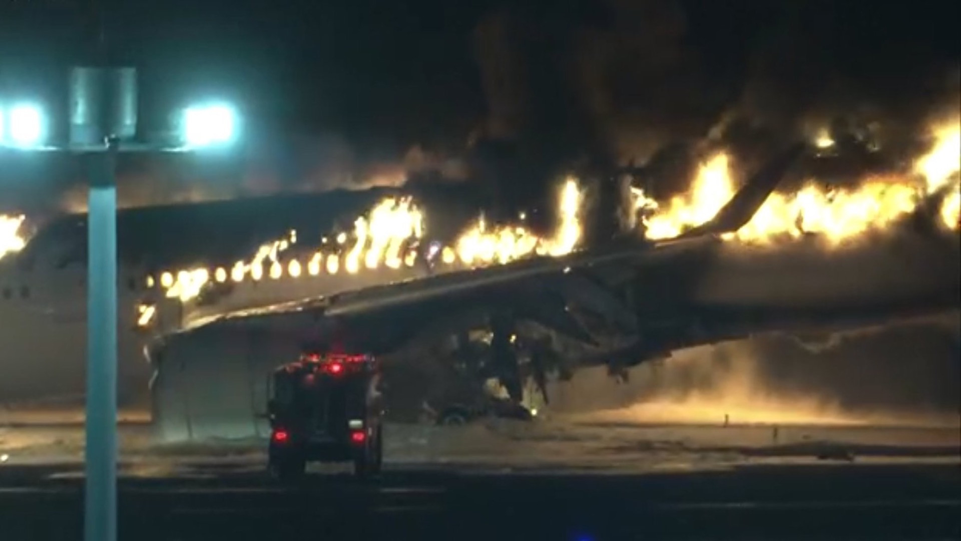 Japan Airlines plane engulfed in flames at Tokyo’s Haneda airport